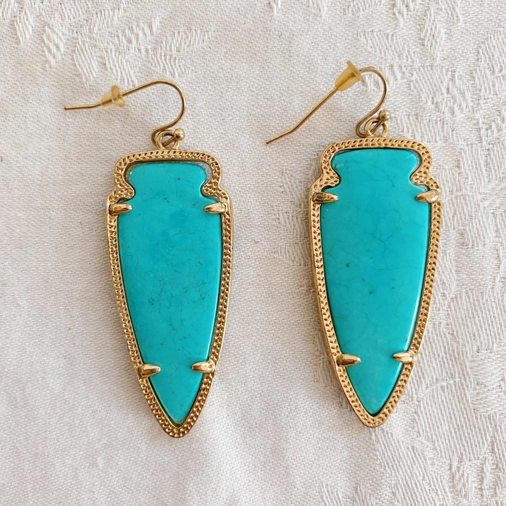 Kendra Scott Skylar Arrow Earrings in Turquoise & Gold